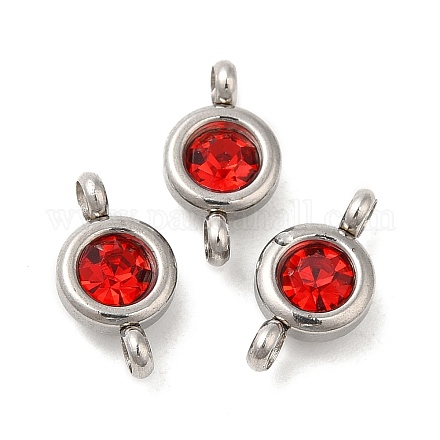 304 Stainless Steel Single Rhinestone Connector Charms STAS-E194-13P-15-1