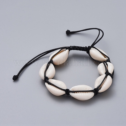 Bracelets de perles tressées en nacre naturelle BJEW-JB05057-01-1