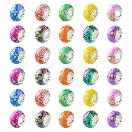100Pcs 10 Colors Opaque Resin European Beads RPDL-CJ0001-07-1