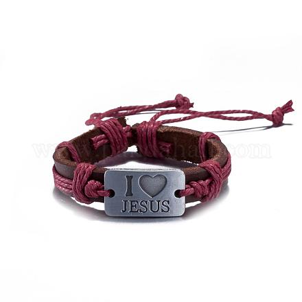 Bracelets de cordon en cuir à la mode unisexe BJEW-BB15607-C-1