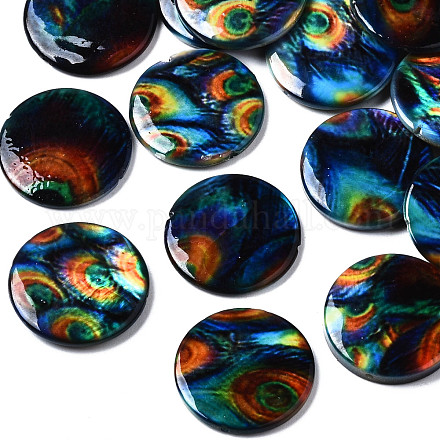 Printed Natural Freshwater Shell Beads X-SHEL-N026-144-1