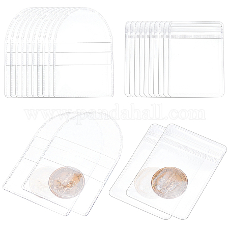 OLYCRAFT 100 Pcs Single Pocket Coin Flips 2 Styles Individual Clear Plastic  Sleeves Holders Coin Collecting Supplies for Coins Jewelry Small Items