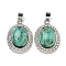 Natural African Turquoise(Jasper) Oval Pendants, Rack Plating Brass Gems Charms, Platinum, 27.5x19.5x8mm, Hole: 5x4mm