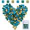 Glass Cabochons, Mosaic Tiles, with Glitter Powder, for Home Decoration or DIY Crafts, Square, Mixed Color, 10x10x4.5mm, about 220pcs/box