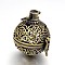 Brass Hollow Cage Pendants, Lead Free & Cadmium Free, Round with Flower, Brushed Antique Bronze, 29x27x23mm, Hole: 5x5mm, Inner Diameter: 18mm