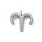 304 Stainless Steel Micro Pave Cubic Zirconia Charms, Constellation, Aries, 11.5x12.5x2mm, Hole: 1.8mm