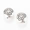 Tibetan Style Alloy Beads, Flat Round with Lotus, Cadmium Free & Lead Free, Antique Silver, 14x6.5mm, Hole: 1mm, about 240pcs/1000g