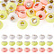 30Pcs Spray Painted Faceted Resin European Beads, Large Hole Beads, Rondelle with Silver Color Plated Brass Cores, Light Salmon, 15x8.5mm, Hole: 5mm