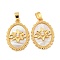 Brass Clear Micro Pave Cubic Zirconia Pendants, with Shell, Oval, Real 18K Gold Plated, 22.5x15.5x3.5mm, Hole: 3x5mm