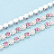 Iron Rhinestone Cup Chains, with ABS Plastic Imitation Pearl, with Spool, Silver, Pink, 2.5x2x2mm, about 10yard/Roll