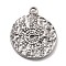 Tarnish Resistant 304 Stainless Steel Pendants Rhinestone Settings, Flat Round with Sun, Stainless Steel Color, 18x15x1.5mm, Hole: 1.5mm