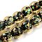 Handmade Dichroic Foil Glass Beads Strands, Rondelle, Goldenrod, 11~11.5mm, Hole: 1.6mm, about 33pcs/strand, 13.27''(33.7cm)