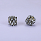 Colorful Pattern Printed Silicone Beads, Black, 17x22.5x23mm, Hole: 3mm