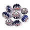 Handmade Millefiori Glass Rondelle Beads, Chevron Beads, Midnight Blue, 24~35x22~29mm, Hole: 3~12mm