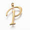304 Stainless Steel Pendants, Initial Letter, Letter.P, Golden, 17x12x2mm, Hole: 2mm