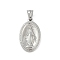 304 Stainless Steel Pendants, Oval with Virgin Mary Charm, Stainless Steel Color, 34x20.5x3.5mm, Hole: 8x5mm