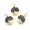 Brass Micro Pave Cubic Zirconia Pendants, with Enamel, Flat Round Charms, Lead Free & Cadmium Free, Rack Plating, Long-Lasting Plated, with Jump Ring, Real 18K Gold Plated, 17.5x12x2mm, Hole: 3mm