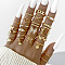 22Pcs Alloy with Plastic Pearl Finger Rings, Flower/Heart/Butterfly, Golden, Inner Diameter: 16~19mm