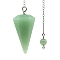 Natural Green Aventurine Dowsing Pendulums, Hexagonal Cone Big Pendant, 35x21mm
