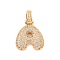 Brass Micro Pave Clear Cubic Zirconia Pendants, Real 18K Gold Plated, Letter A, 31x21x5mm, Hole: 3x6mm