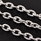 Iron Cable Chains, Textured, Unwelded, with Spool, Oval, Silver Color Plated, 4x3x1mm