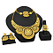 Alloy Pendant Necklaces & Stud Dangle Earrings & Rings & Link Bracelets Sets, Golden, Flower, 430mm