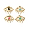 Ion Plating(IP) 304 Stainless Steel Enamel Charms, Real 14K Gold Plated, Eye Charm, Mixed Color, 13x14x2mm, Hole: 1.6mm