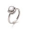Brass Micro Pave Cubic Zirconia Rings, Round, US Size 6 1/2(16.9mm)