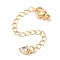 Brass with Cubic Zirconia Chain Extender, End Chains, Heart, Real 18K Gold Plated, 73mm