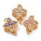 Brass Micro Pave Clear Cubic Zirconia Box Clasps, Real 18K Gold Plated, Flower, Real 18K Gold Plated, Mixed Color, 21.5x16.5x10.5mm, Hole: 1.2mm