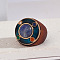 Flat Round Wood & Resin & Natural Sodalite Finger Rings, 24mm, Inner Diameter: 18mm