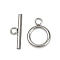 Stainless Steel Toggle Clasps, Ring, Stainless Steel Color, 19x14x2mm, Hole: 2.8mm