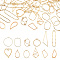 Alloy Open Back Bezel Pendants, For DIY UV Resin, Epoxy Resin, Pressed Flower Jewelry, Mixed Shapes, Golden, 30~60x14~34.5x1~2mm, Hole: 1~4mm, 48pcs/box