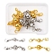 8Pcs 2 Style Brass Magnetic Clasps Converter, with Lobster Claw Clasps, Lead Free & Nickel Free, Round , Platinum & Golden, 14~15x8~10mm, 4pcs/style