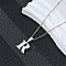 201 Stainless Steel Crystal Rhinestone Initial Pendant Necklaces, Stainless Steel Color, Non-Tarnish, Letter R, 15.75 inch(40cm)
