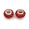 Brass & Polymer Clay & Rhinestone Beads, Rondelle, Long-Lasting Plated, Rack Plating, Silver, 14.5x9mm, Hole: 5mm