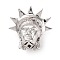 Rack Plating Brass with Cubic Zirconia Beads, Lady Liberty 3-Hole T-drilled Guru Beads, Cadmium Free & Lead Free, Long-Lasting Plated, Platinum, 15x16x10mm, Hole: 1.5mm