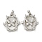 Brass Micro Pave Cubic Zirconia Pendents, with Shell, Oval with Butterfly Charms, Platinum, 20x18.5x4mm, Hole: 4x2mm