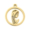 Ion Plating(IP) 201 Stainless Steel Pendants, Ring with Goddess Charm, Laser Cut, Real 18K Gold Plated, 17.5x15x1mm, Hole: 1.5mm