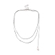 304 collier chaîne serpent rond en acier inoxydable avec breloque pompon perle acrylique pour femme NJEW-P271-07P-1