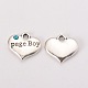 Wedding Theme Antique Silver Tone Tibetan Style Heart with Page Boy Rhinestone Charms TIBEP-N005-14A-1