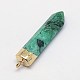 Natural Dyed Crystal Pencil Pointed Pendants G-L044-05-3