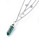 Synthetic Malachite Bullet Pendant Tiered Necklaces NJEW-JN02414-01-3