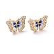 Clear Cubic Zirconia Butterfly Stud Earrings with Enamel EJEW-C030-05G-1
