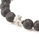 Bracelet extensible en pierre de lave naturelle avec croix en alliage BJEW-JB08192-04-4