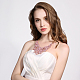 Fashion Women Jewelry Zinc Alloy Glass Rhinestone Bib Statement Choker Collar Necklaces NJEW-BB15116-C-10