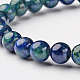 Natural Chrysocolla and Lapis Lazuli(Dyed) Round Bead Stretch Bracelets BJEW-L594-D03-2