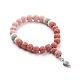 Bracelets à breloques extensibles en perles de lave naturelle BJEW-E376-01F-2