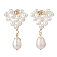 Cuore di perle di conchiglia con lunghi orecchini pendenti con nappa EJEW-TA00123-2