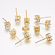 Brass Cubic Zirconia Ear Studs EJEW-P102-01G-1